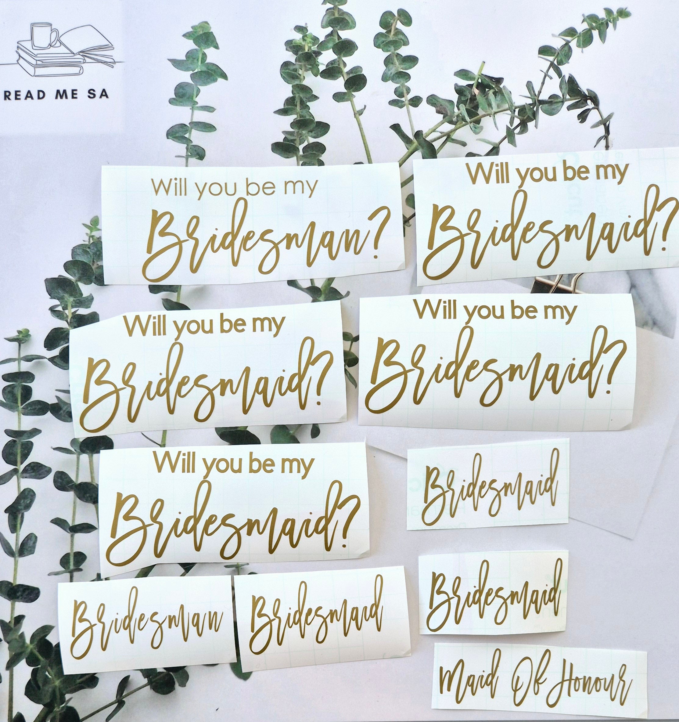 Custom Vinyl Bridesmaids Labels - Pack of 18 Script Font – Read Me SA